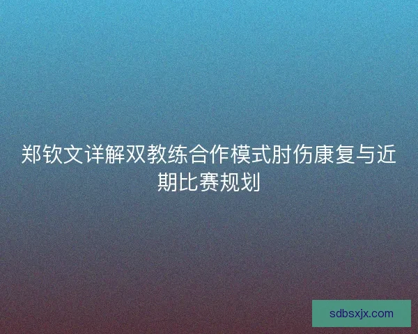 郑钦文详解双教练合作模式肘伤康复与近期比赛规划