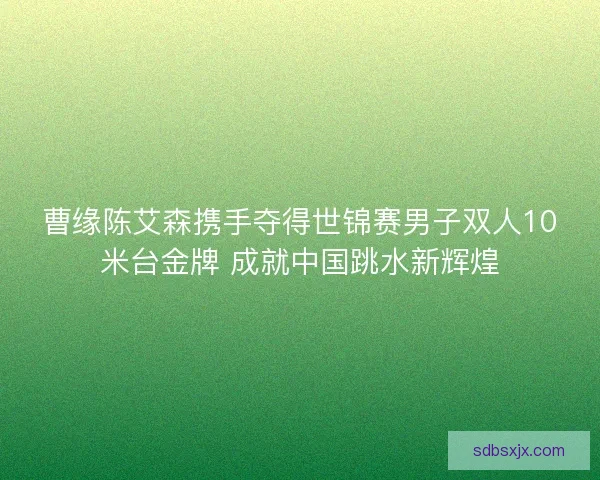 曹缘陈艾森携手夺得世锦赛男子双人10米台金牌 成就中国跳水新辉煌