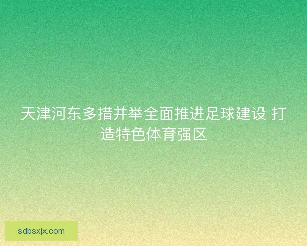 天津河东多措并举全面推进足球建设 打造特色体育强区