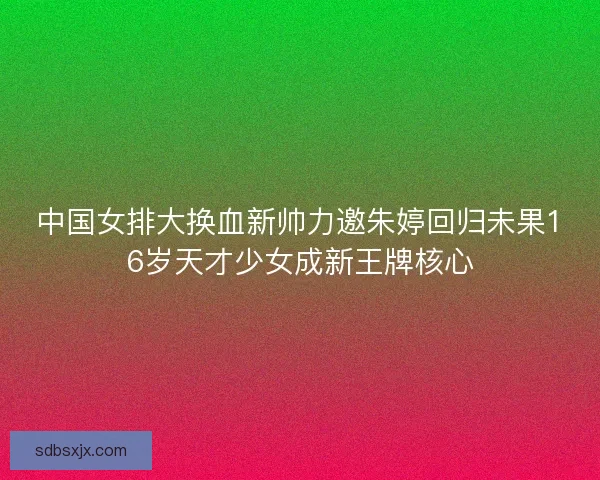 中国女排大换血新帅力邀朱婷回归未果16岁天才少女成新王牌核心