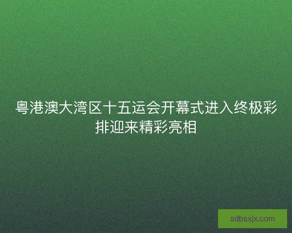 粤港澳大湾区十五运会开幕式进入终极彩排迎来精彩亮相
